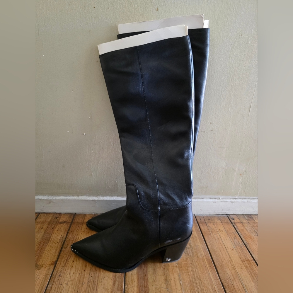 Black Leather Knee-High Boots